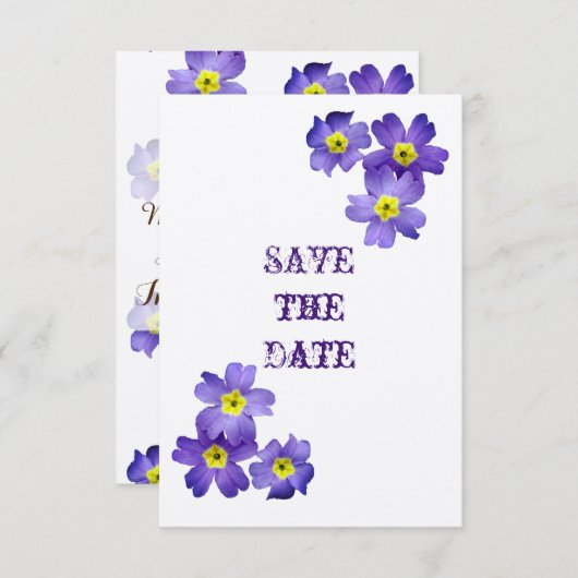 Paarse bloemensave-the-datekaart save the date (Voorkant / Achterkant)