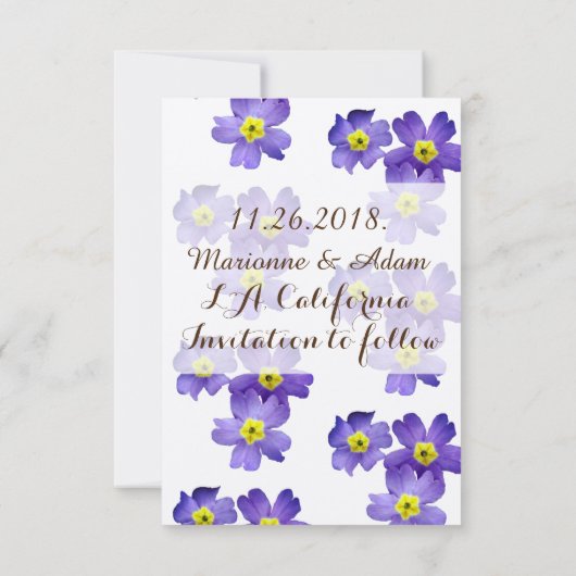 Paarse bloemensave-the-datekaart save the date (Achterkant)