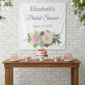 Paarse bloemenschorten voor bruidsuitnodiging wandkleed