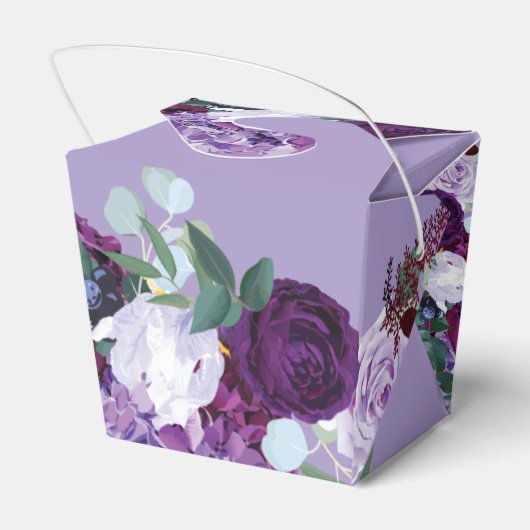 Paarse bloemenscript dank u bruiloft bedankdoosjes (Achterkant)