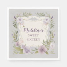 Paarse bloemenservetten