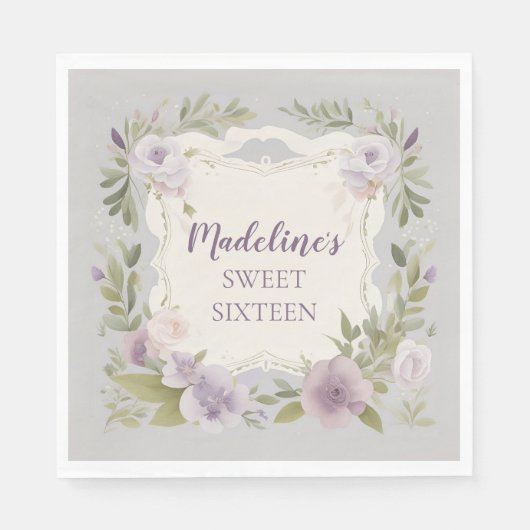 Paarse bloemenservetten servet (Voorkant)