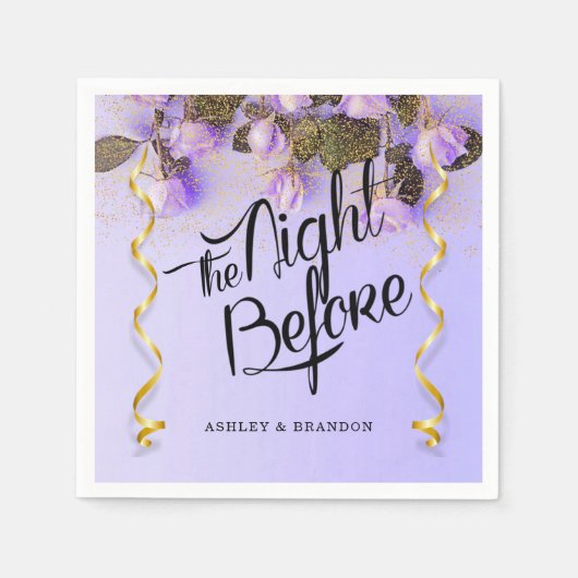 Paarse Bloemenservetten voor de Proefbruiloft Servet (Voorkant)