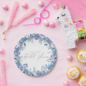 Paarse bloemenshowertuin Blauwe Bruids Bruiloft Papieren Bordje (Feest)