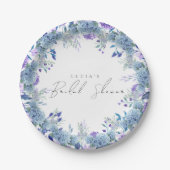 Paarse bloemenshowertuin Blauwe Bruids Bruiloft Papieren Bordje (Voorkant)