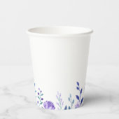 Paarse bloemensieraden voor bruiloftsgasten papieren bekers (Achterkant)