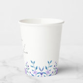 Paarse bloemensieraden voor bruiloftsgasten papieren bekers (Links)