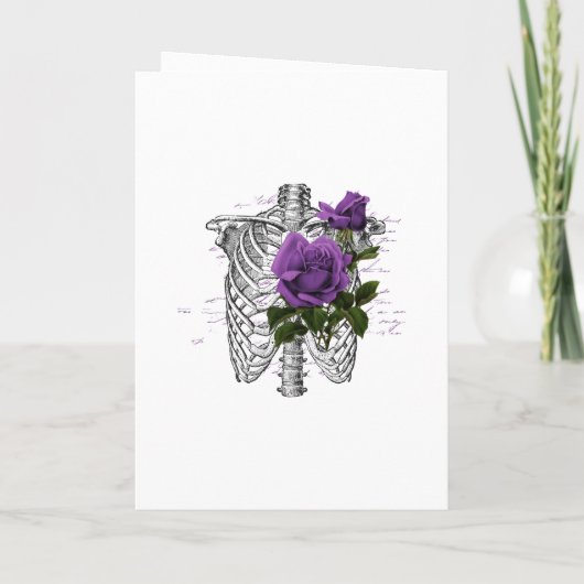 Paarse Bloemenskelet Gotische Trouw Programma (Achterkant)