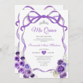 Paarse bloemenslinger lint zilveren kroon Mis Quin Kaart (Voorkant / Achterkant)