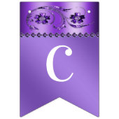 Paarse bloemenslingervlag vlaggetjes (Eerste vlag)