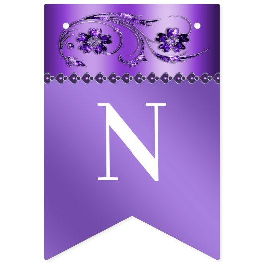 Paarse bloemenslingervlag vlaggetjes (Derde vlag)