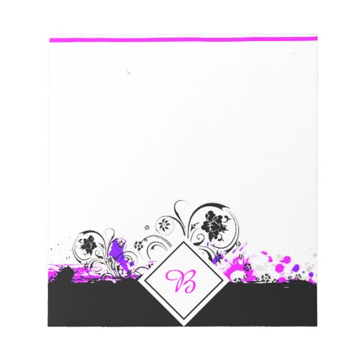 paarse bloemenspat Notitieblok (Voorkant)