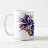 Paarse bloemensplash koffiemok (Links)