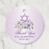 Paarse Bloemenster David Bat Mitzvah Dank u Bedankjes Labels (Achterkant)