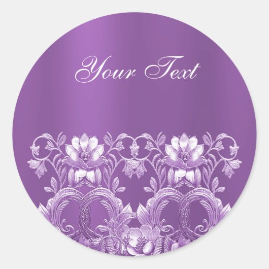 Paarse bloemensticker ronde sticker (Voorkant)