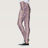 Paarse bloemenstreeppatroon leggings (Links)