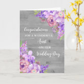 Paarse bloementante trouwdag gefeliciteerd kaart (Gele Bloem)