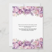 Paarse bloementhee met bruid om Vrijgezellenfeest Kaart (Achterkant)