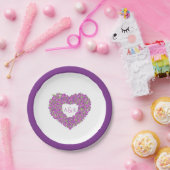 Paarse bloementjes met tulpkraakmonogram papieren bordje (Feest)