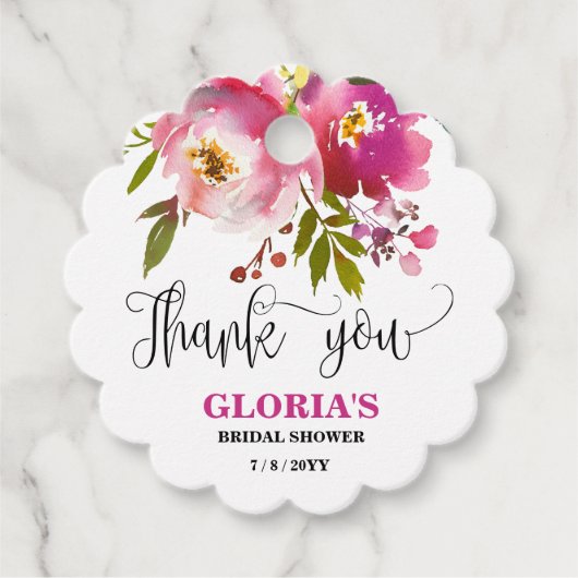 Paarse bloementjes voor Vrijgezellenfeesten Bedankjes Labels (Voorkant)