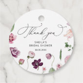 Paarse bloementjes voor Vrijgezellenfeesten Bedankjes Labels (Achterkant)