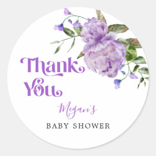 Paarse bloementuin Baby shower Favor Ronde Sticker