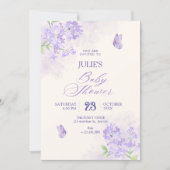 Paarse bloementuin babyshower kaart (Voorkant)