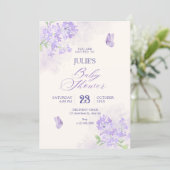 Paarse bloementuin babyshower kaart (Staand voorkant)