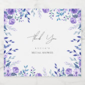 Paarse bloementuin bruidsdouche bedankt sparkling wijnetiket (Enkel label)