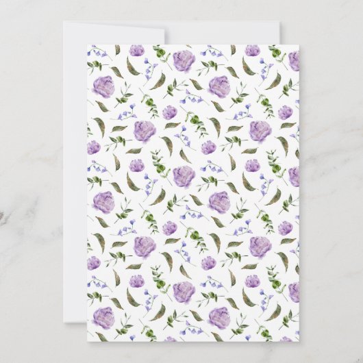 Paarse bloementuin bruiloft kaart (Achterkant)