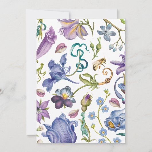 Paarse Bloementuin bruiloft uitnodiging (Achterkant)