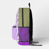 Paarse bloementuin Gepersonaliseerde naam Initiaal Bedrukte Rugzak (Rechts)