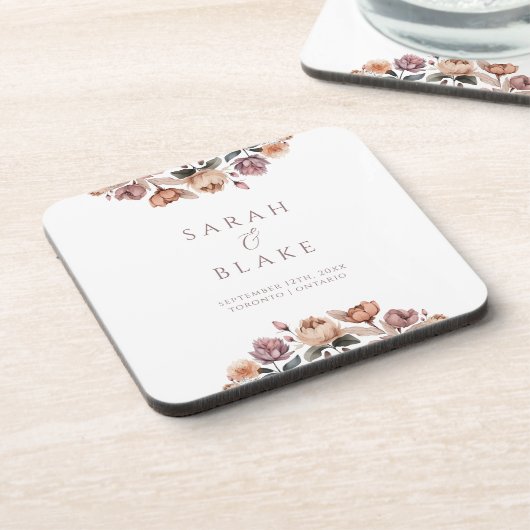  Paarse bloementuin huwelijksgunst Bier Onderzetter (Linkerzijde)