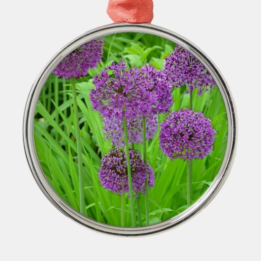 Paarse bloementuin metalen ornament (Voorkant)