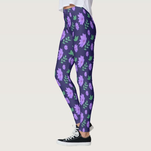 Paarse bloementuin print leggings (Links)