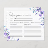 Paarse Bloementuin Vrijgezellenfeest Recept Kaart (Voorkant / Achterkant)