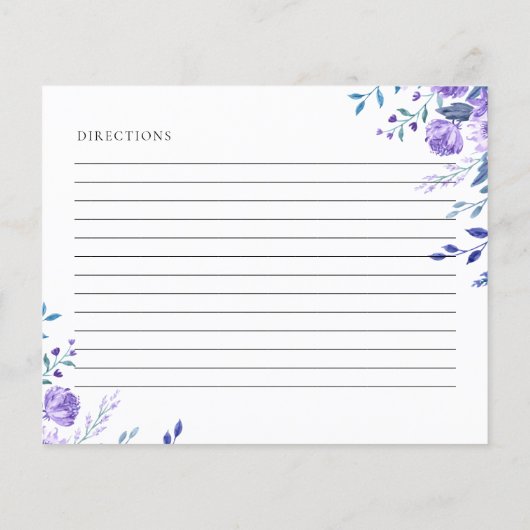 Paarse Bloementuin Vrijgezellenfeest Recept Kaart (Achterkant)