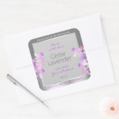 Paarse bloemenverpakkingsetiketten grijs zilver vierkante sticker (Envelop)