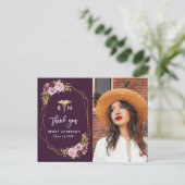 paarse bloemenverpleegschool afstuderen Dank u Briefkaart (Staand voorkant)