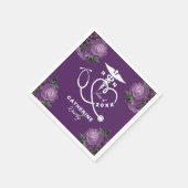 Paarse bloemenverpleegschool servet (Hoek)