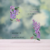 Paarse bloemenvlinder baby shower acryl bord (Neutraal)