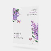 Paarse bloemenvlinder baby shower acryl bord (Hoek)