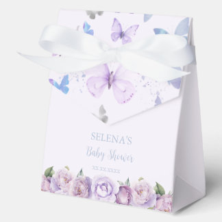 Paarse Bloemenvlinder Baby shower Dank u Bedankdoosjes