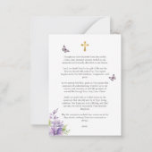 Paarse Bloemenvlinder Begrafenis Gebed Notitiekaartje (Achterkant)