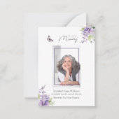 Paarse Bloemenvlinder Begrafenis Gebed Notitiekaartje (Voorkant)