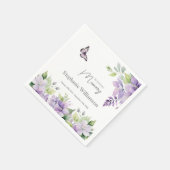 Paarse bloemenvlinder in liefdevolle herinnering servet (Hoek)