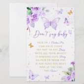 Paarse Bloemenvlinder zeg niet Baby shower spel Briefpapier (Voorkant / Achterkant)