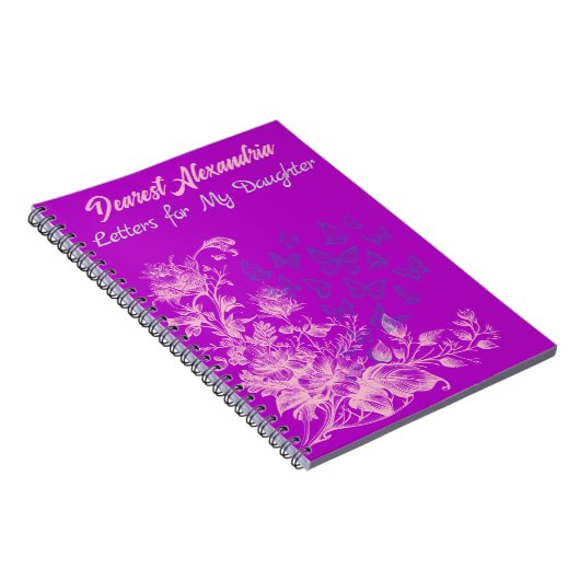 Paarse Bloemenvlinders Brieven aan Mijn Dochter Notitieboek (Rechterzijde)