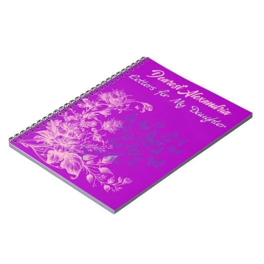 Paarse Bloemenvlinders Brieven aan Mijn Dochter Notitieboek (Linkerzijde)