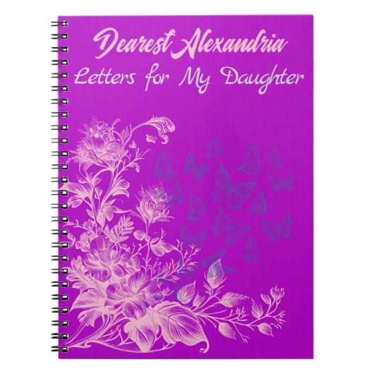 Paarse Bloemenvlinders Brieven aan Mijn Dochter Notitieboek (Voorkant)